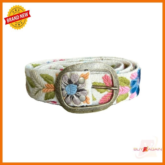 Accessories - Handmade Embroidered Floral Belt Adjustable Canvas Women's Accessory